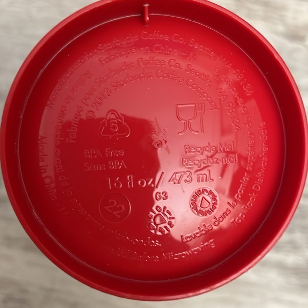 2013 Starbucks Red 25 Years of Holiday Cup Cheer 16 Oz Hot/Cold Plastic Tumbler - Picture 10 of 10